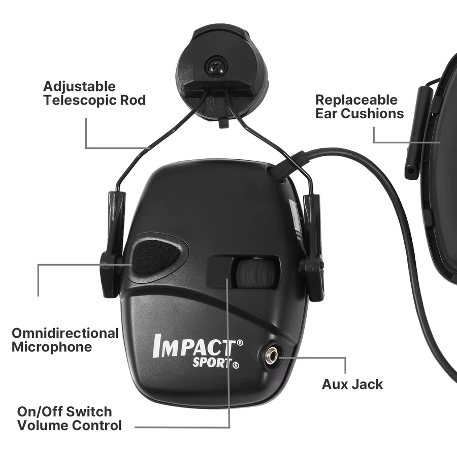 YHKEMA Taktischer Elektronischer Gehörschutz Black Over-Ear Headset mit Soundverstärkung für Jagd und Sport - Bild 4