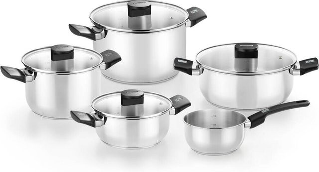Monix Elite Topfset aus Edelstahl und Aluminium in Silber, 5-teilig mit Antihaftbeschichtung - Bild 1