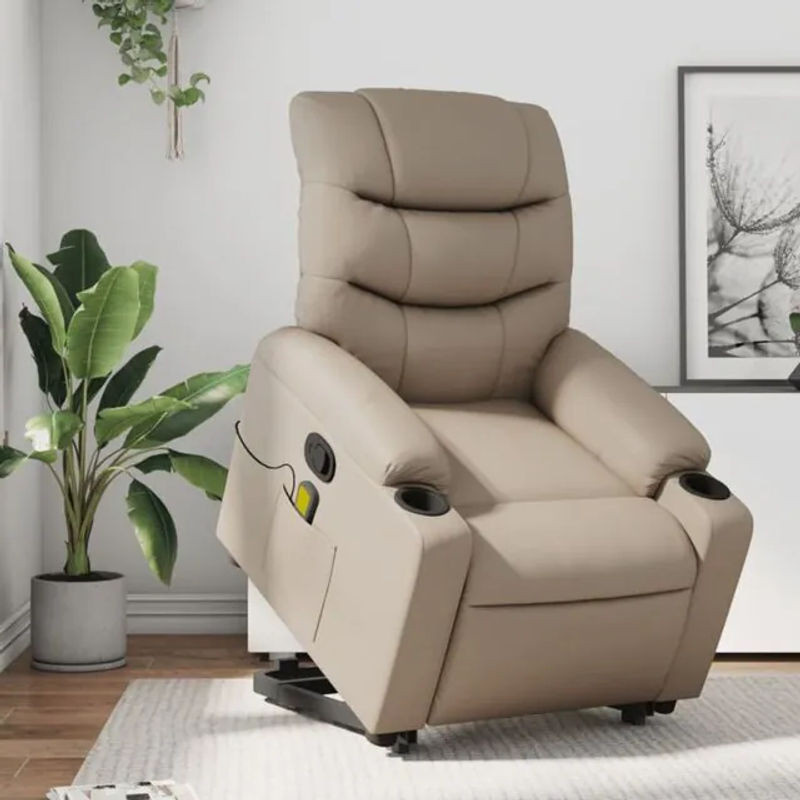 Massagesessel mit Aufstehhilfe von vidaxl in Braun/Beige aus Kunstleder - Bild 1
