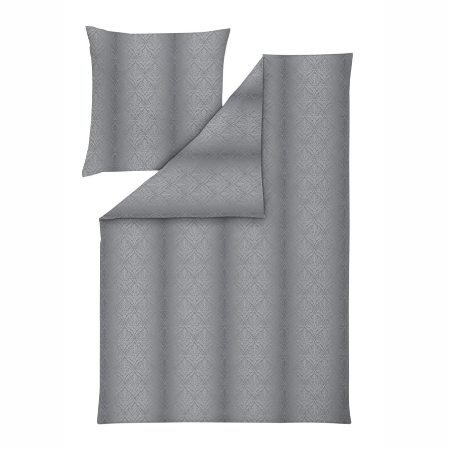 Estella Mako Jersey Bettwäsche Juri Anthrazit Grau mit Ornamenten, Set bestehend aus Bettbezug und Kissenbezug, B/H: 135 x 200 cm, Kissen: 80 x 80 cm - Bild 1
