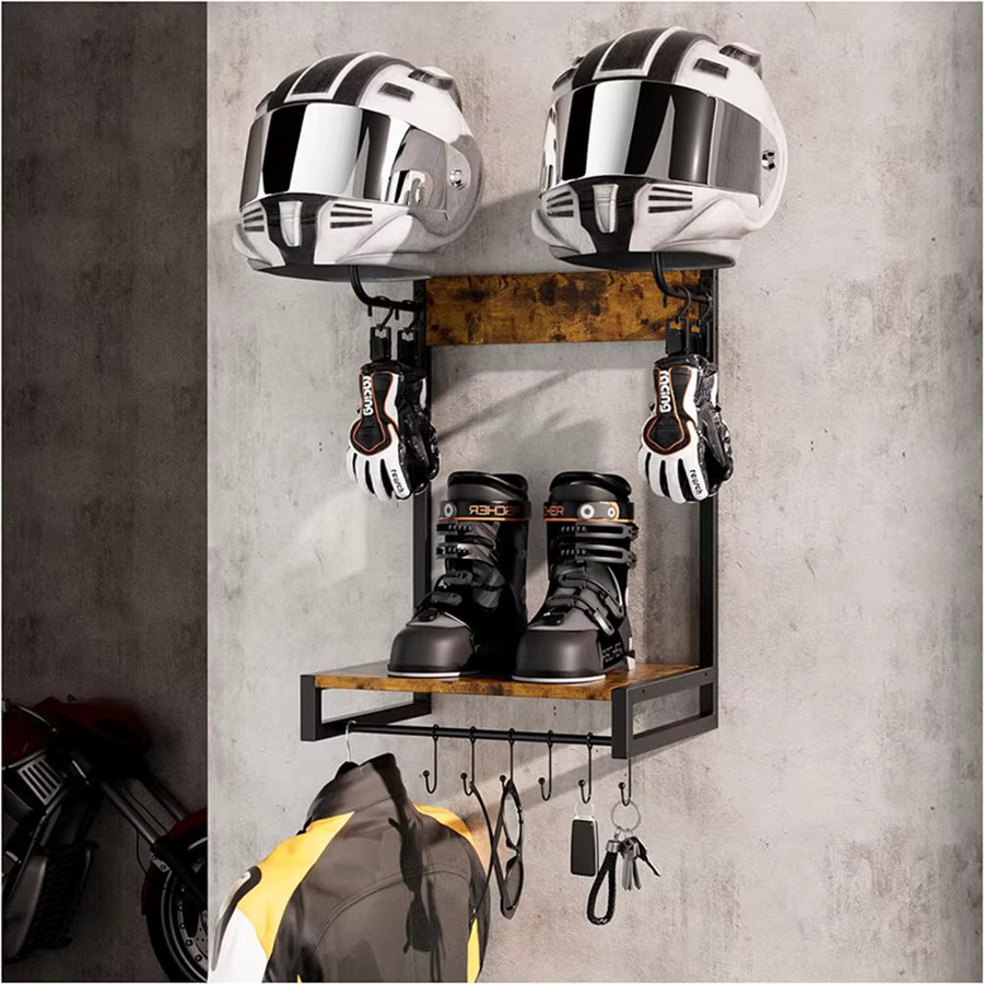 HiMISS Wandmontierte Motorradjacken- und Helmhalterung aus Metall als taktischer Ausrüstungsorganizer und Haken für Reitausrüstung und Outdoor-Equipment - Bild 4