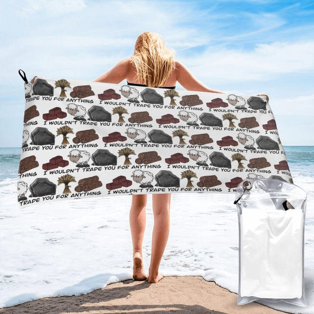 Creative Man Catan Strandtuch aus weicher Mikrofaser, weiß, B: 30 cm, H: 60 cm - Bild 1