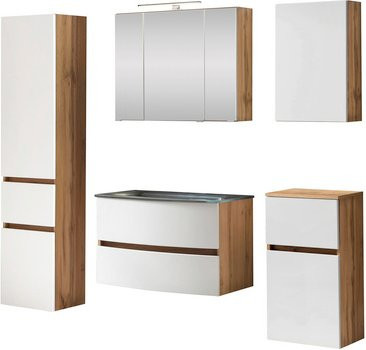 HELD MÖBEL Waschtisch-Set KOPENHAGEN in Weiss, 8-teilig, modern mit LED-Beleuchtung und Soft-Close-Türen, B/T/H: 180 x 40 x 35 cm - Bild 1