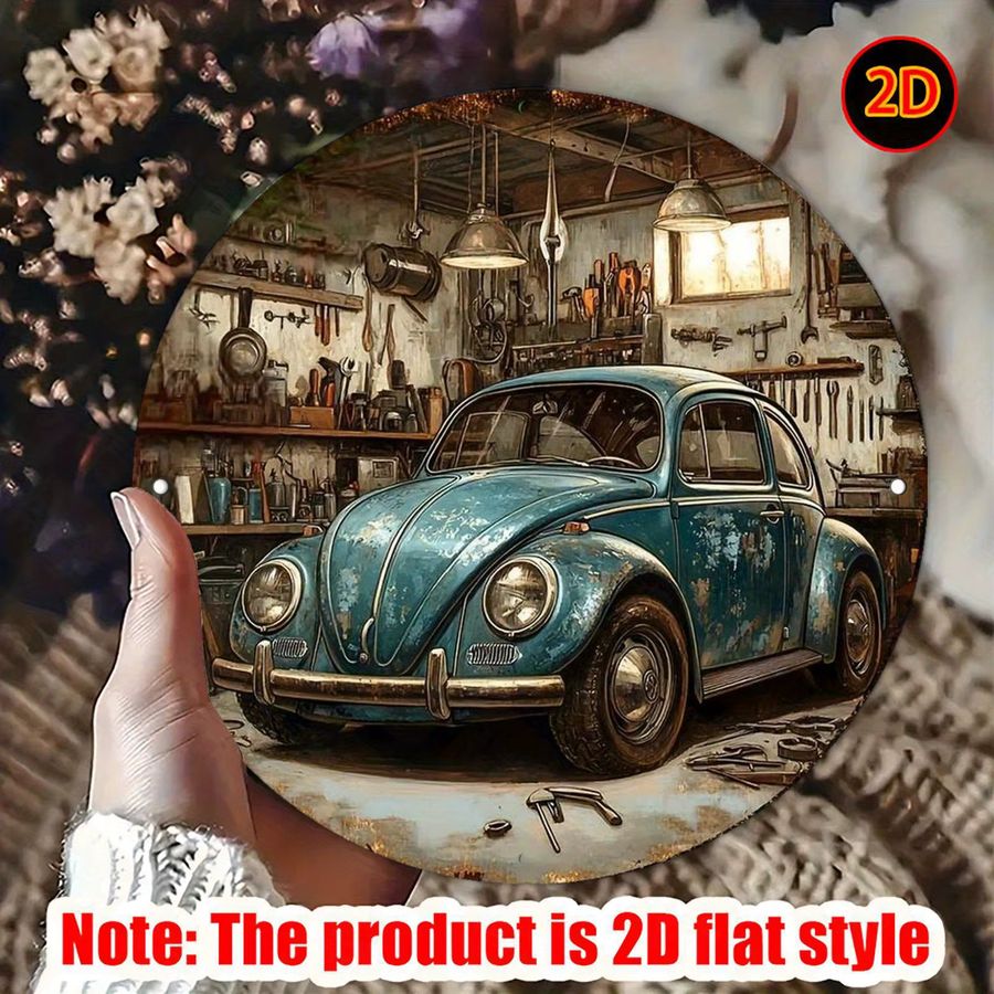 Rundes Metallschild Potdemiel Blue Beetle Vintage Aluminium Kunstschild Durchmesser: 20 cm - Bild 4