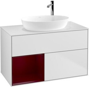 V&B Waschtischunterschrank Finion 100 mit Wandbeleuchtung in Weiß lackiert, B/T/H: 100 x 50,1 x 50,1 cm - Bild 1
