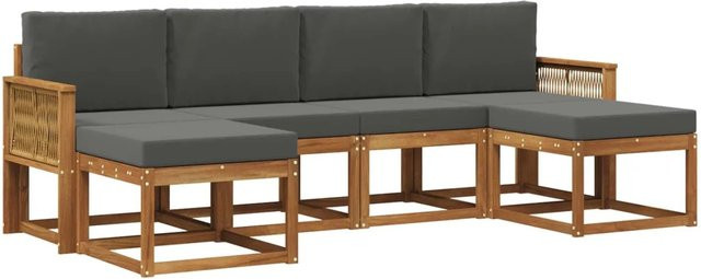 vidaXL Outdoor-Sofagarnitur aus Akazienholz mit Polstern in Anthrazit und Natur - Bild 1