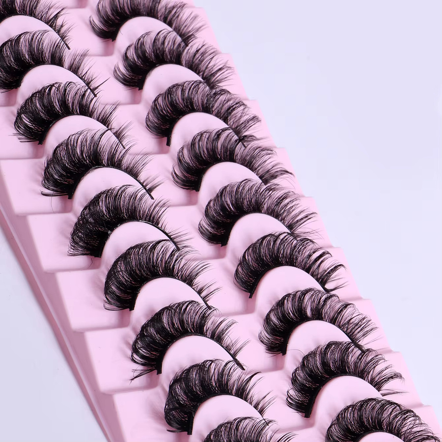 JIEFUXIN Künstliche Wimpern, 10 Paar, Black, D-Curling, Unisex - Bild 3