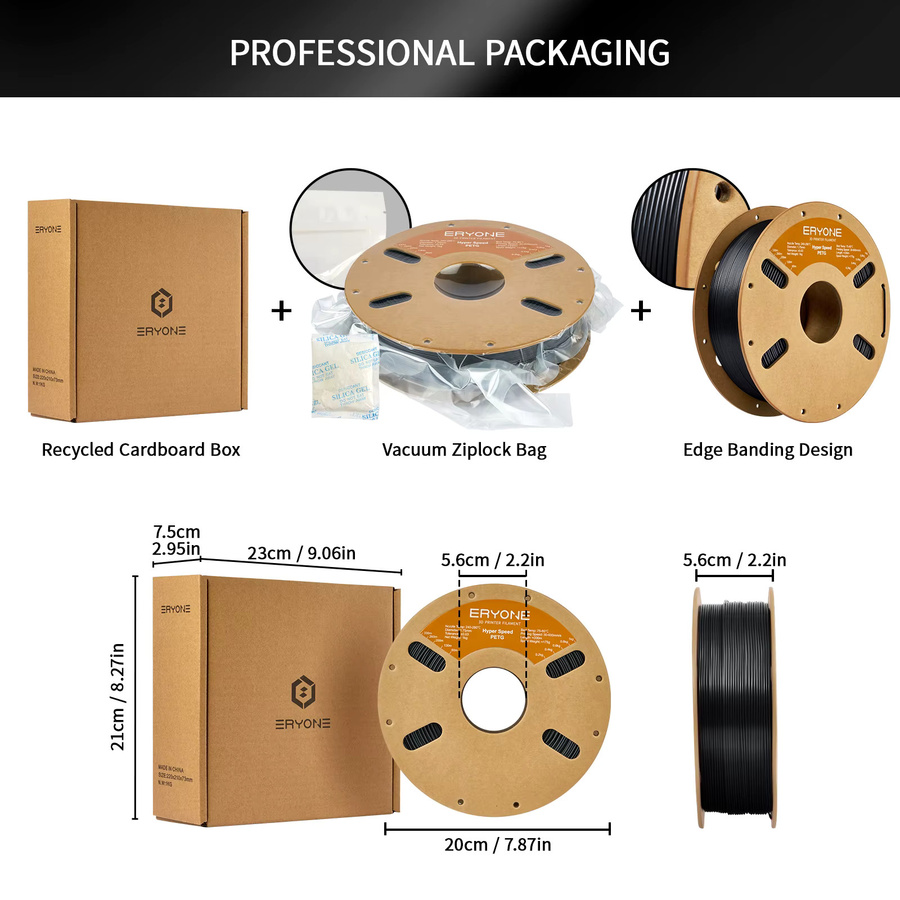 ERYONE Rapid PETG 3D-Druckfilament, 1,75 mm, Schwarz, 1 kg Spule - Bild 4