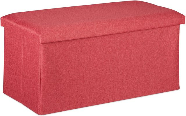 Relaxdays Sitzbank mit Stauraum aus MDF und Polyester in Dunkelrot, faltbar, B/T/H: 76,5 x 38 x 38,5 cm - Bild 1