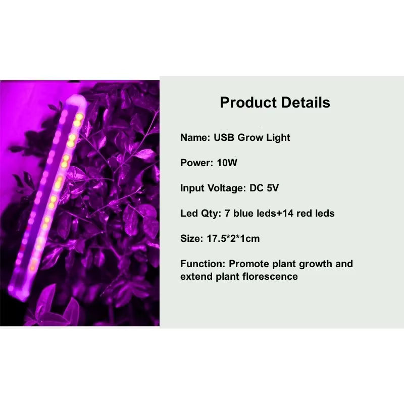 5V LED Vollspektrum Pflanzenlampe mit flexiblem Schlauch für Gewächshaus, Blumen und Hydroponik via USB - Bild 3
