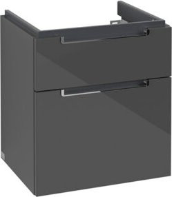 V&B Waschtischunterschrank Subway 2.0 in Glossy Grey mit Chromgriffen, B/T/H: 53,7 x 42,3 x 59 cm - Bild 1