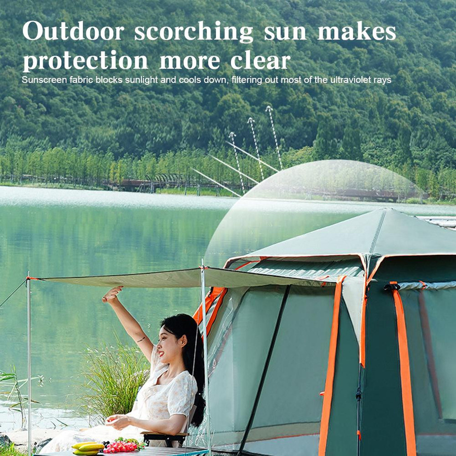 Binchi Outdoor Campingzelt mit Baldachin, sechseckiges Faltzelt mit UV-Schutz für 3–6 Personen, H x B x T: 140 x 215 x 215 cm - Bild 3