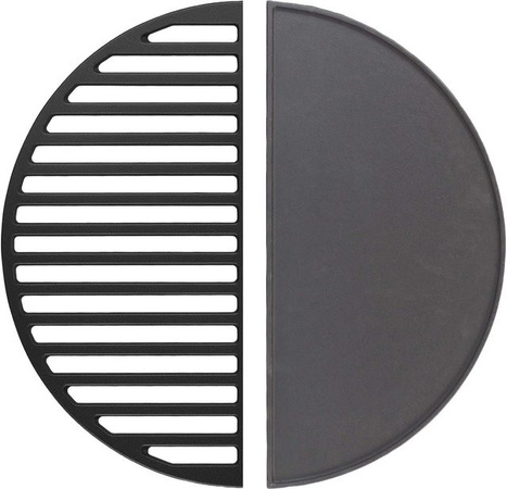 Wiltec Grillzubehör Set aus Gusseisen bestehend aus 2 Grillrosten und einer Grillplatte in Schwarz
