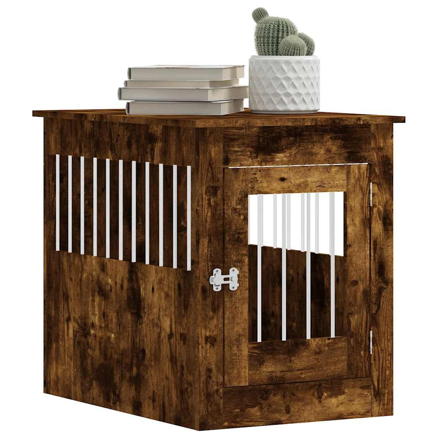 Vidaxl Hundezwinger aus Metall und Holz in Geräucherteiche Braun, B/T/H: 55 x 80 x 68 cm - Bild 6