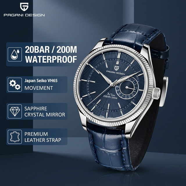 PAGANI DESIGN Armbanduhr, Quarz, Saphirglas, Edelstahl, Silber, Herren - Bild 1