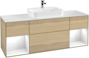V&B Waschtischunterschrank Finion in Weiß lackiert mit Eichenoptik, B/T/H: 160 x 60 x 50,1 cm - Bild 1