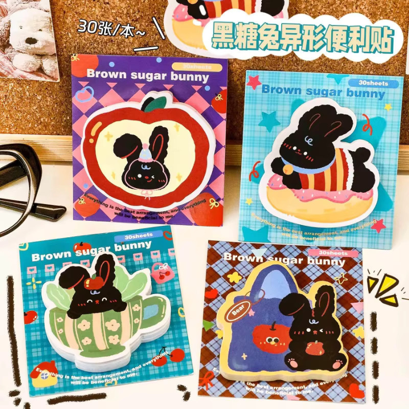 Niedliche Haftnotizen in Kaninchenform, schwarzes Kawaii-Briefpapier für Büro und Schule - Bild 3