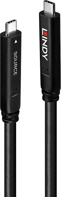 Lindy USB-C auf USB-C Hybridkabel Schwarz, USB 3.2 Gen 2, DisplayPort 1.4 und Thunderbolt 3, unterstützt 4K 144 Hz und 60 W Power Delivery, Länge: 10,0 m - Bild 1