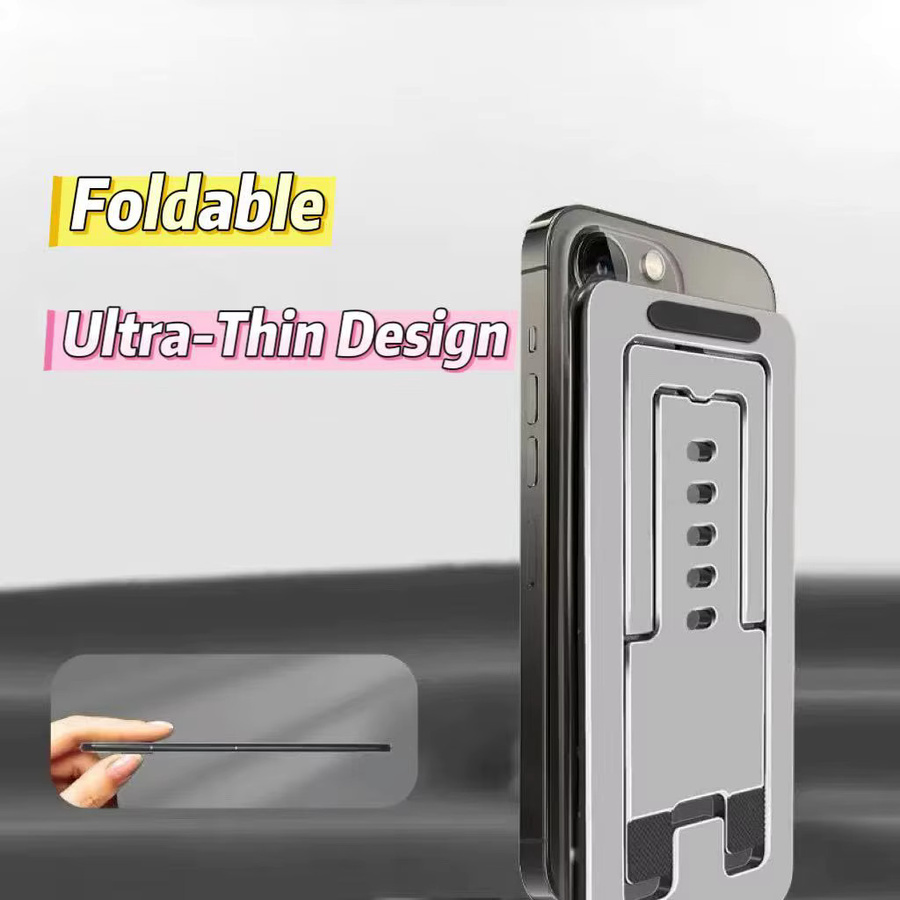 Faltbarer und tragbarer Desktop-Ständer aus Aluminiumlegierung für Telefone und Tablets in Silber - Bild 2