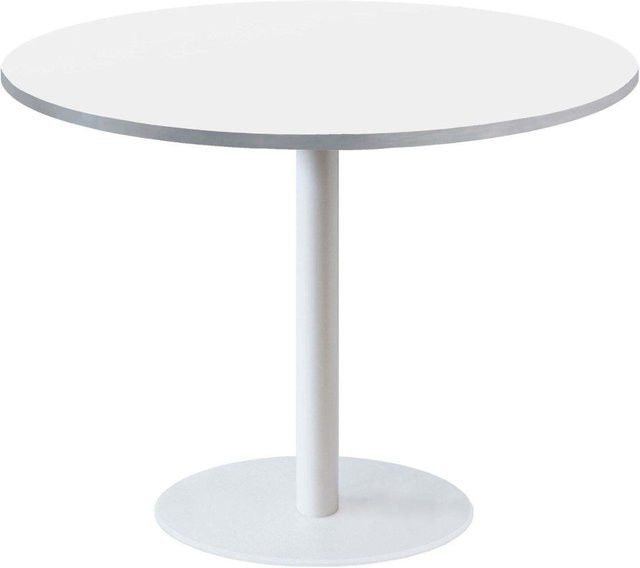 RestooTab Tisch Rome XL rund mit Gestell in Schwarz und Tischplatte in Weiß, Durchmesser: 120 cm, Höhe: 75 cm - Bild 1