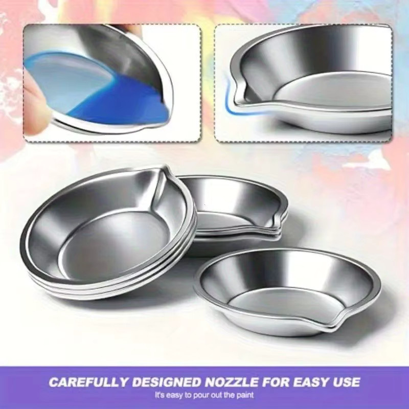 12er Set Palette Farbschalen aus Metall zum Mischen und Spritzen von Farben für Modellbau und Malerei - Bild 5