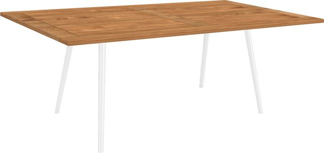 Stern Interno Esstisch mit Teak Tischplatte und weißem Aluminiumgestell B: 180 cm, T: 100 cm - Bild 1