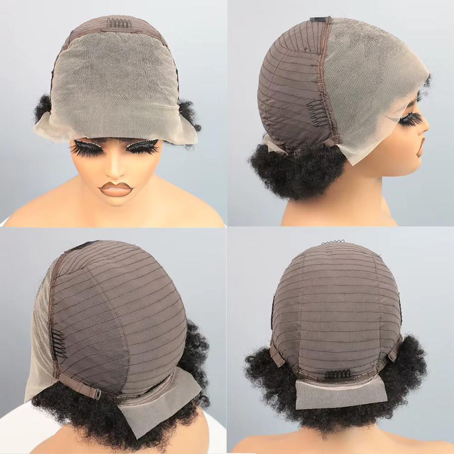 HALOQUEEN HAIR Afro Kinky Curly Lace Front Echthaarperücke, Damen, 180% Dichte, Pixie Cut - Bild 2