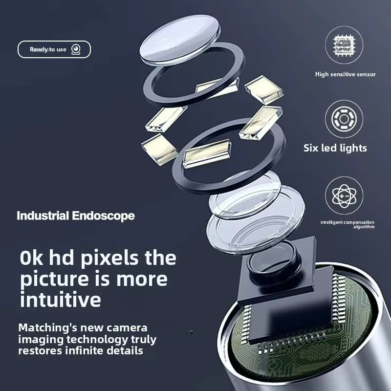 WDSZKMYF HD 1080P Industrieendoskop mit 360 Grad Zwei-Wege-Drehgelenk und LED für iOS und Android, Typ-C, Schwarz - Bild 4