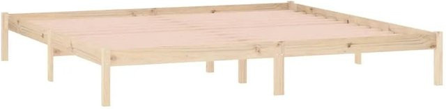 vidaXL Massivholzbett aus Kiefernholz in Braun, rustikal und unbehandelt, B/T/H: 193 x 203 x 31 cm - Bild 1