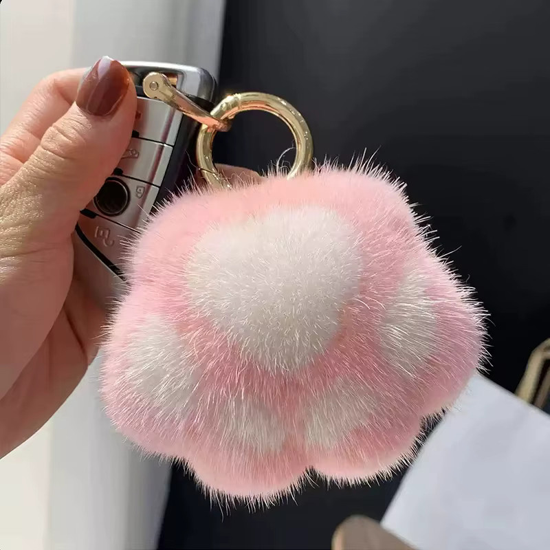 Yogodlns Schlüsselanhänger Katzenpfote, Fellhaar-Pompon, Damen - Bild 1