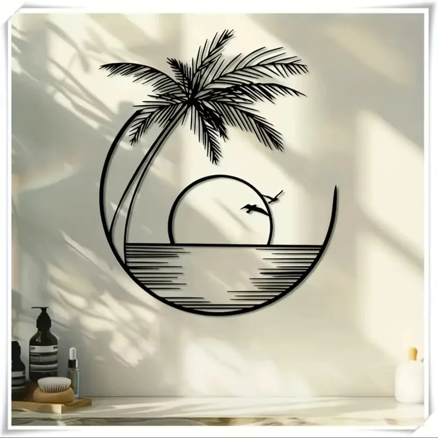 HXWALLS Metall-Wandkunst Tropische Palme in Schwarz als minimalistische florale Dekoration - Bild 4