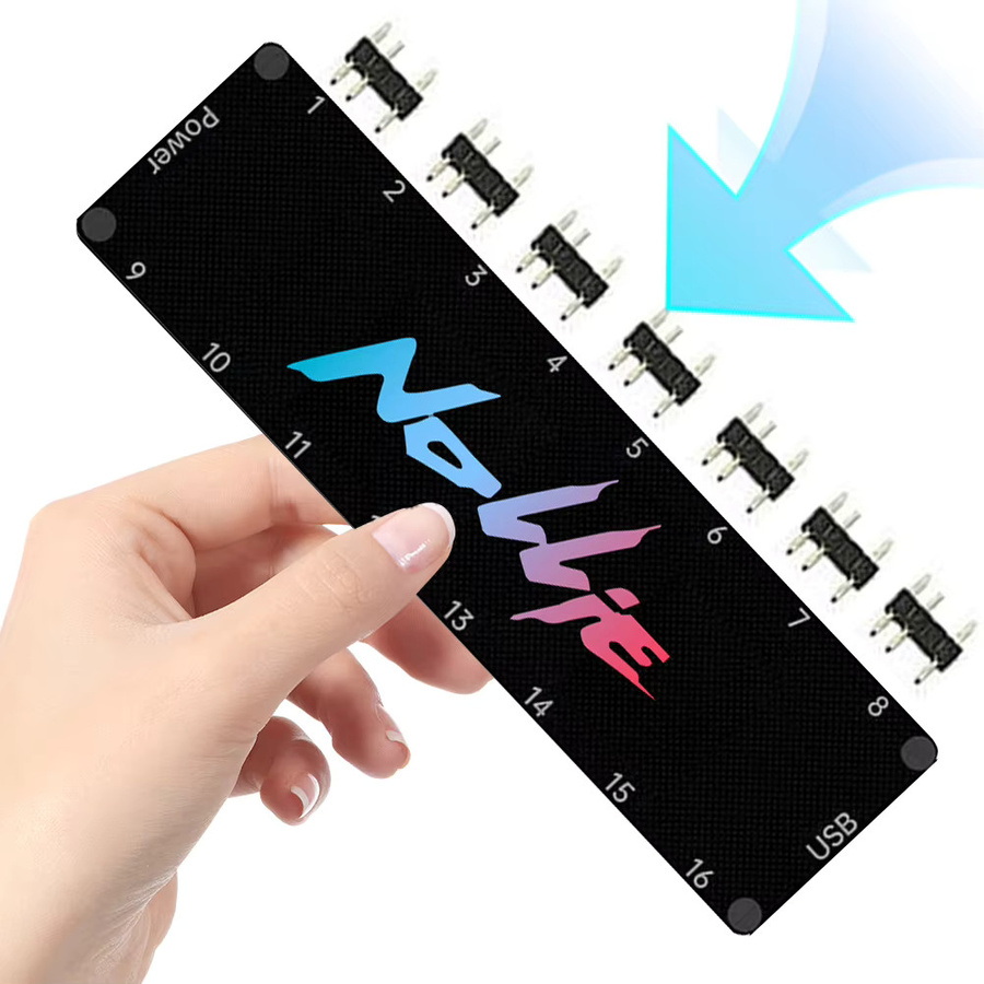 APWIKOGER 5V 3PIN ARGB Controller, 8/16 Weg adressierbarer ARGB Fan Hub Splitter in Schwarz, kompatibel mit SignalRGB und OpenRGB zur Erweiterung deiner Motherboard-Schnittstelle - Bild 3