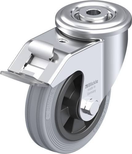 Blickle LER-VPP 100R-FI-SG Lenkrolle mit Feststeller, Rad-Durchmesser: 100 mm, Tragfähigkeit: 70 kg, verzinkter Stahl und Kunststoff in Grau, Schwarz und Silber - Bild 1