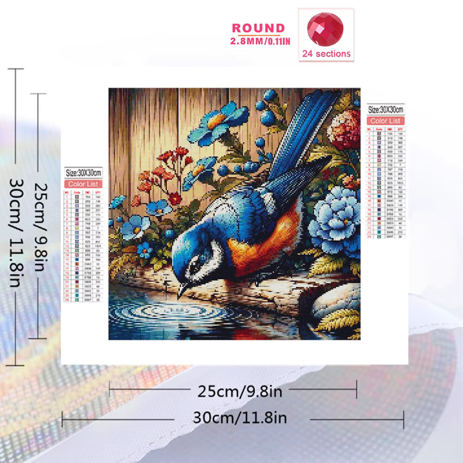 Momoart Diamantmalerei Vogel und Blumen DIY Mosaik Set in Multicolour, B/B/H: 20 x 20 x 20 cm - Bild 2