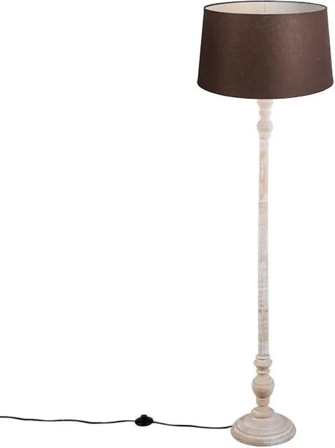 QAZQA Stehlampe Classico mit Leinenschirm in Braun und Grau-Concrete, E27 - Bild 1