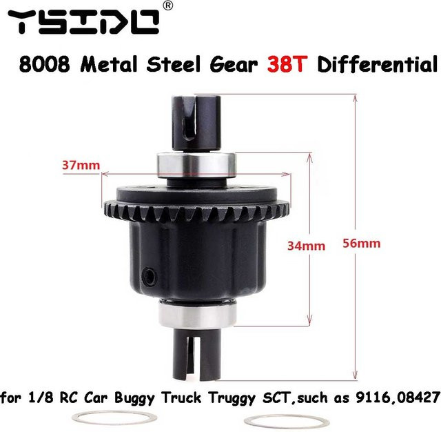 YSIDO Metall Stahl Getriebe 38T Differential 1/8 RC Auto Upgrade Teile Zubehör - Bild 1