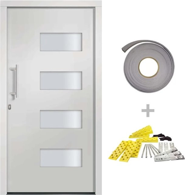 vidaXL Haustür aus Aluminium und Kunststoff in Weiß, modern, B/H: 100 x 200 cm - Bild 1