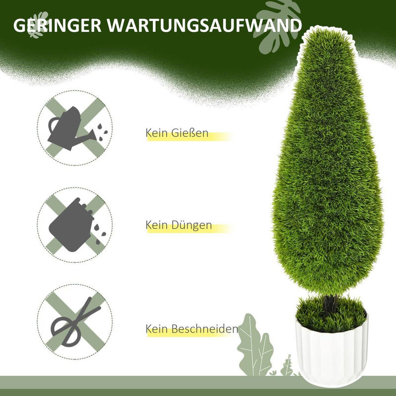 HOMCOM Kunstpflanze Zypresse 2er-Set grün mit Topf für Indoor und Outdoor, B/T/H: 12 x 12 x 90 cm - Bild 6