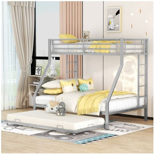 MUVOE Etagenbett aus Metall in Silber für Kinder mit Maßen 90 x 200 cm - Bild 1