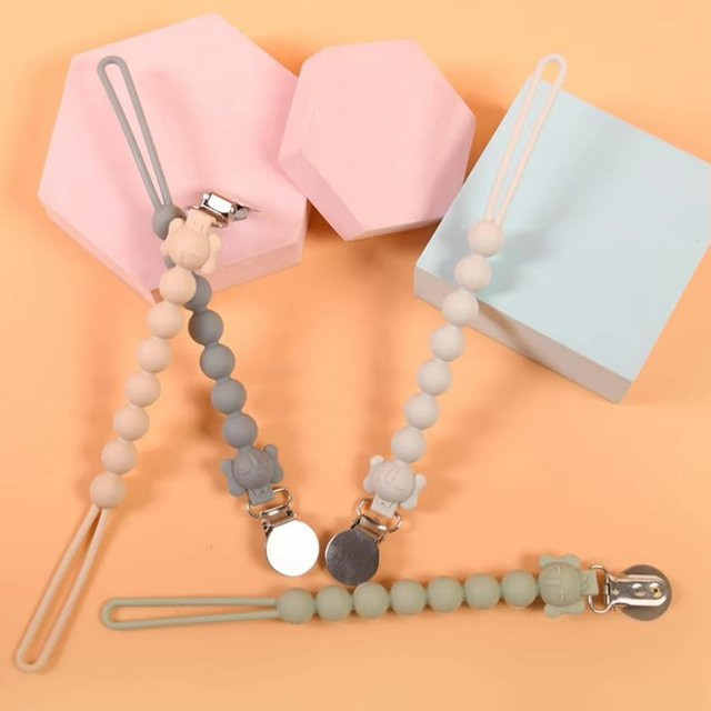 Robuster Silikon-Schnullerclip für Babys in Grau - Bild 1