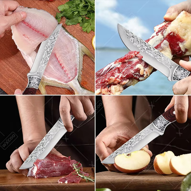 WXCOO Multifunktionales Küchenmesser aus Edelstahl als Entbeinsmesser und Metzgermesser mit integrierter Schere für BBQ-Zubehör - Bild 3