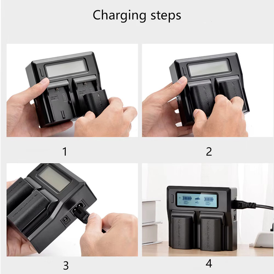 Canon 2-Slot Batterie Ladegerät für LP-E6NH LP-E6N LP-E6 in Schwarz - Bild 6