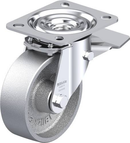 Blickle Lenkrolle L-G 100G-ST mit Feststeller, Rad-Durchmesser: 100 mm, Tragfähigkeit: 200 kg, Farbe: Silber/Blau - Bild 1