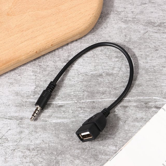 USB zu 3,5mm Klinke Audio Adapter Kabel für Auto und Kopfhörer in Schwarz - Bild 1