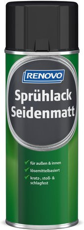 RENOVO Sprühlack Schwarz, seidenmatt, wetterfest und schnelltrocknend, 400 ml - Bild 1