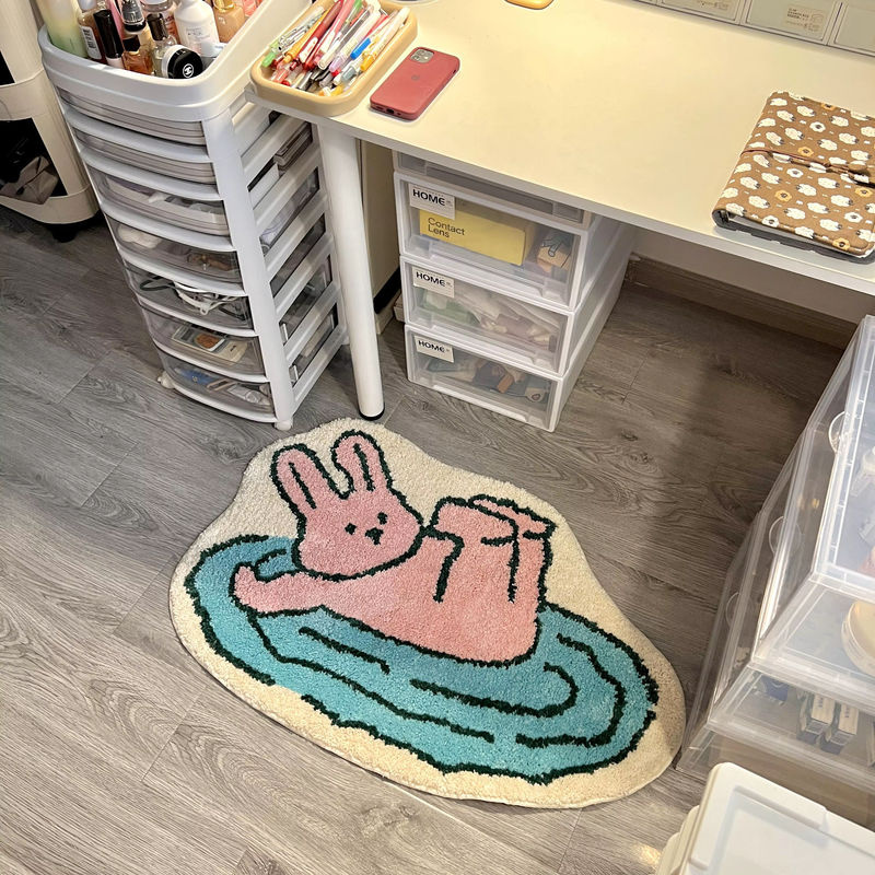 VIKAMA Bodenmatte mit niedlichem Kaninchen-Motiv in Multicolour für Wohnzimmer, Flur oder Schlafzimmer - Bild 2