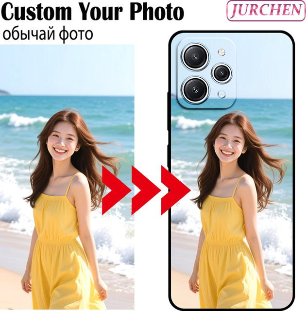 Personalisierte Fotohülle für Xiaomi Redmi und Poco Modelle in Schwarz und Multicolour aus Silikon, Glas und Leder - Bild 1