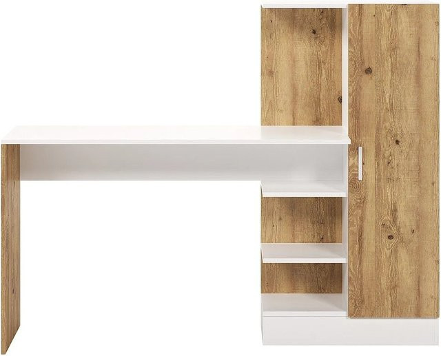 Vente-unique Schreibtisch Milaria in Weiß mit integriertem Schrank, Breite: 152,3 cm, Tiefe: 120 cm, Höhe: 40 cm - Bild 1