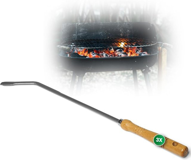 Novatool 3er Set Stocheisen mit Holzgriff in Silber als Kaminzubehör Set - Bild 1
