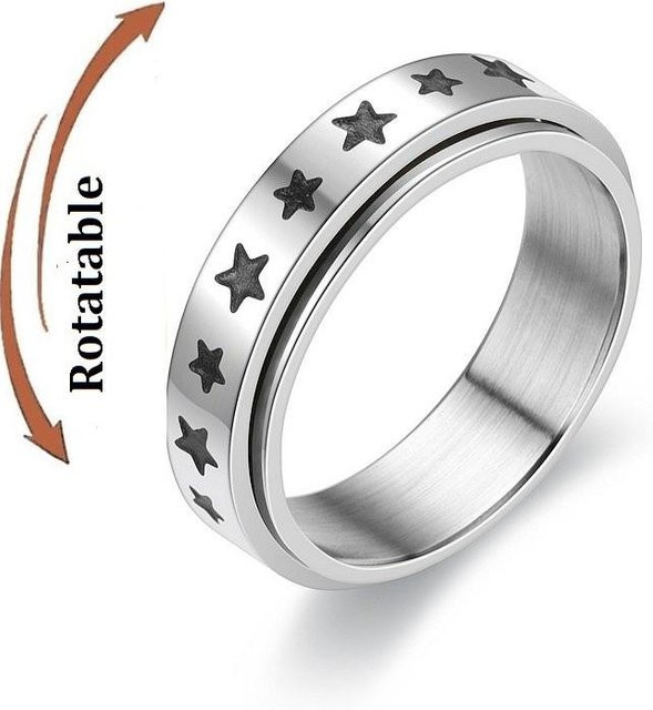 Rui Di Angst-Entspannungsring, Edelstahl, Silber, Stern und Mond, Damen - Bild 1